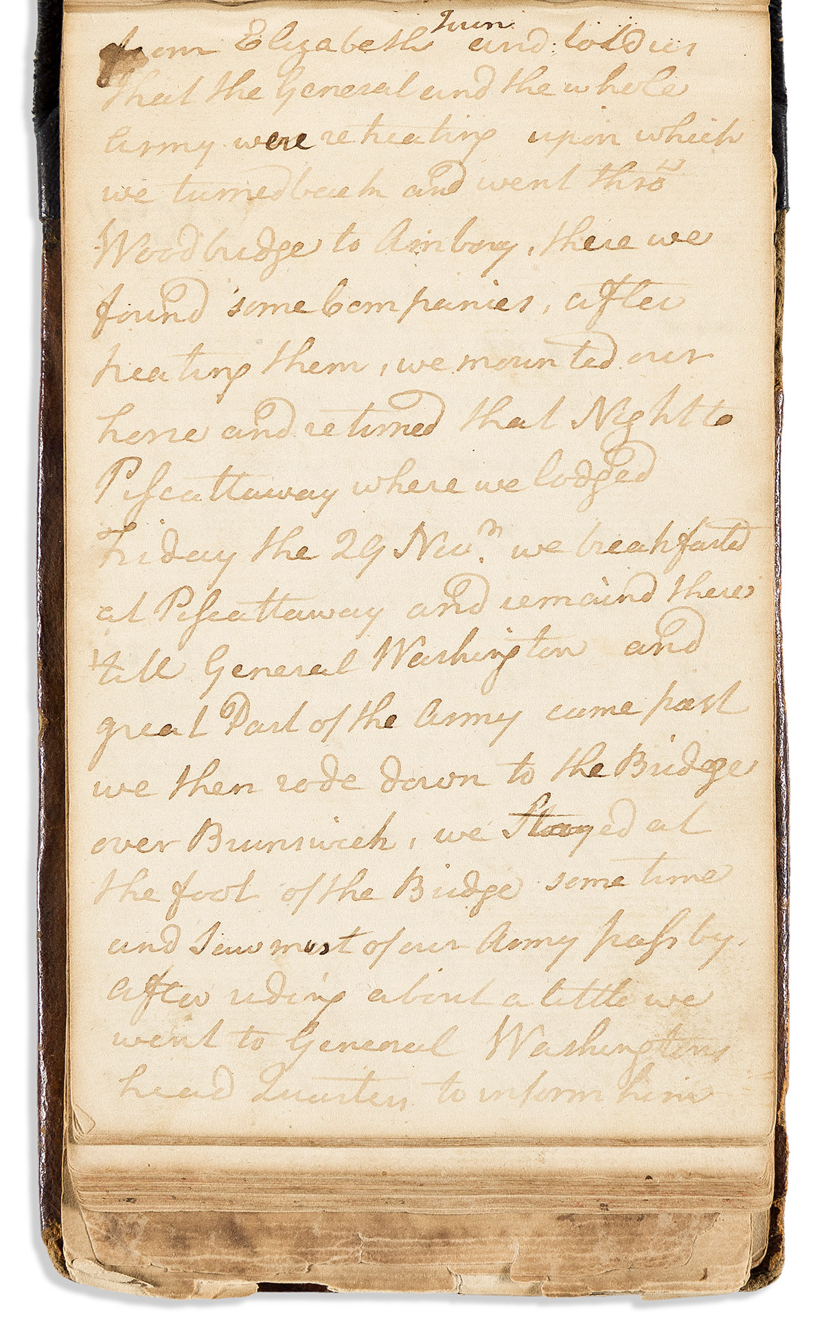 (AMERICAN REVOLUTION--1776.) Thomas Contee. Diary of meetings with Washington and Hancock in the midst of the retreat from New York.